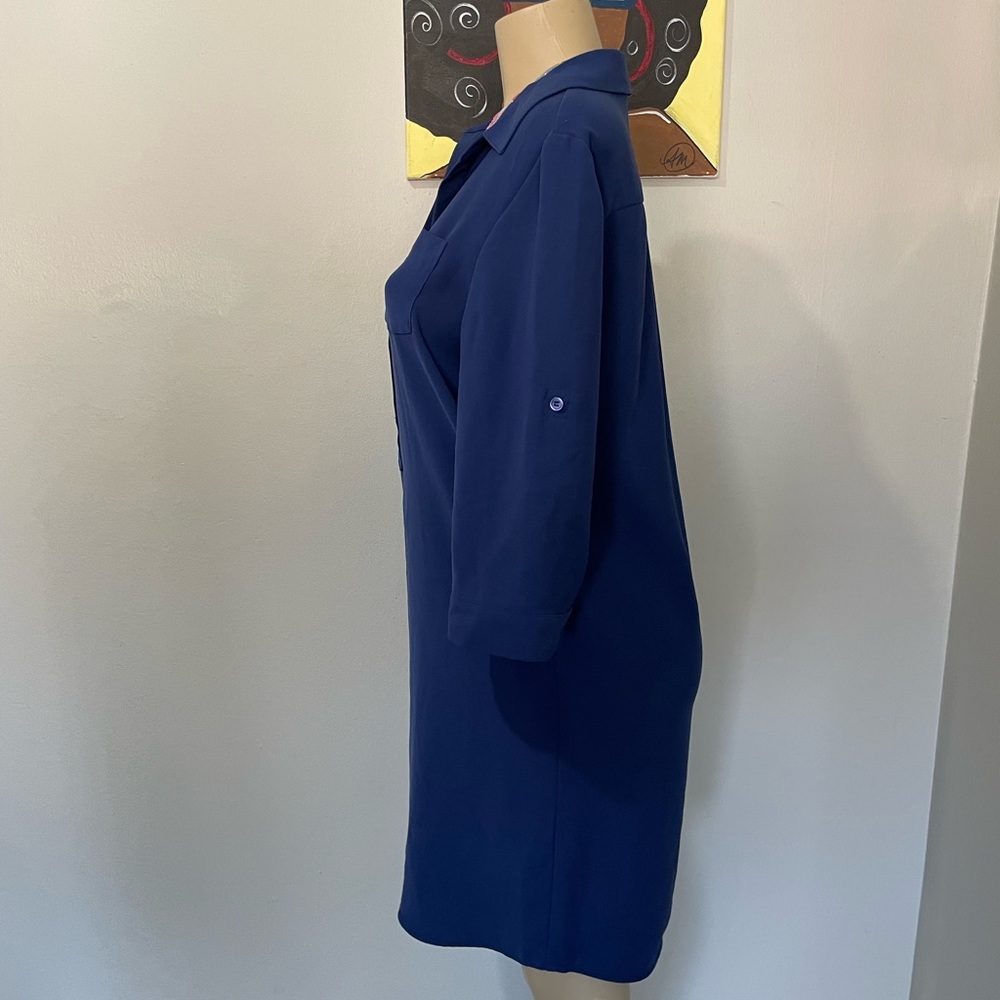 Navy Blue Shirt Dress - Picture 3 of 4